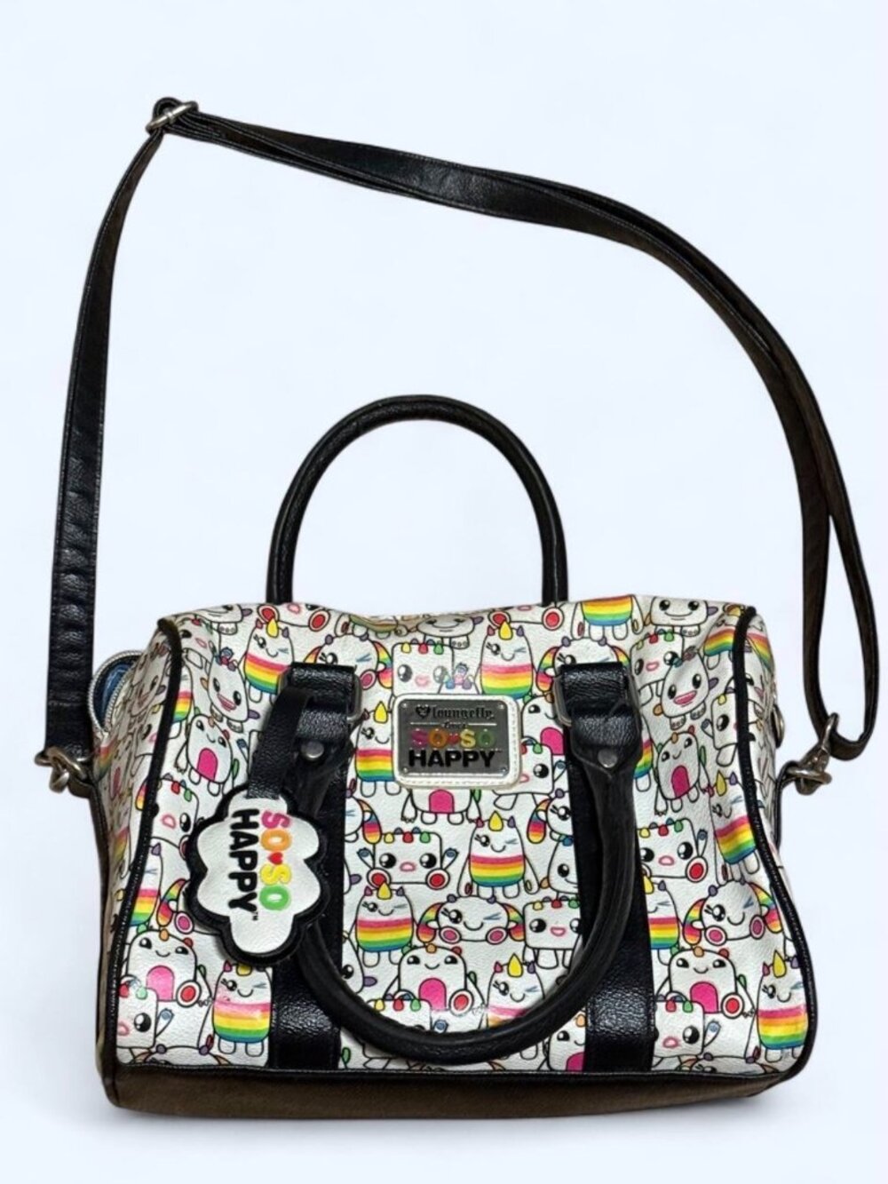Loungefly x So So Happy Friendless Barrel Satchel Purse Rainbow Monster